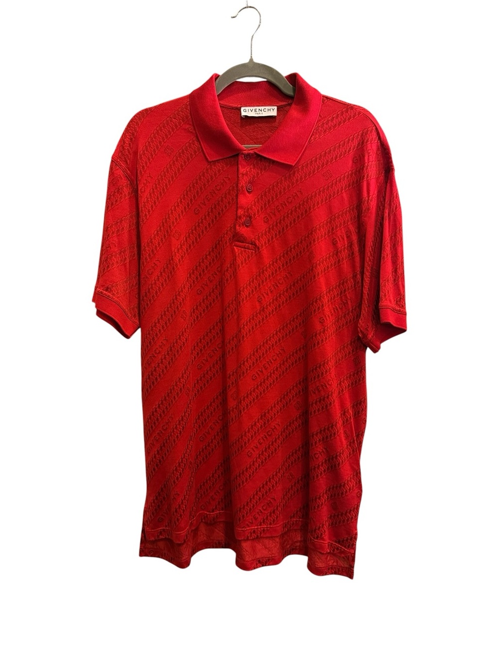 Givenchy Paris Men's Crimson Red Tonal Logo Polo sz L